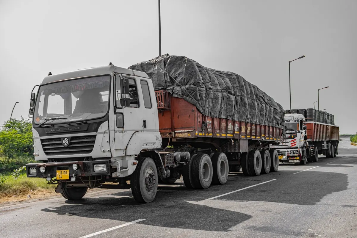 Full truck load lorry on an Indian highway